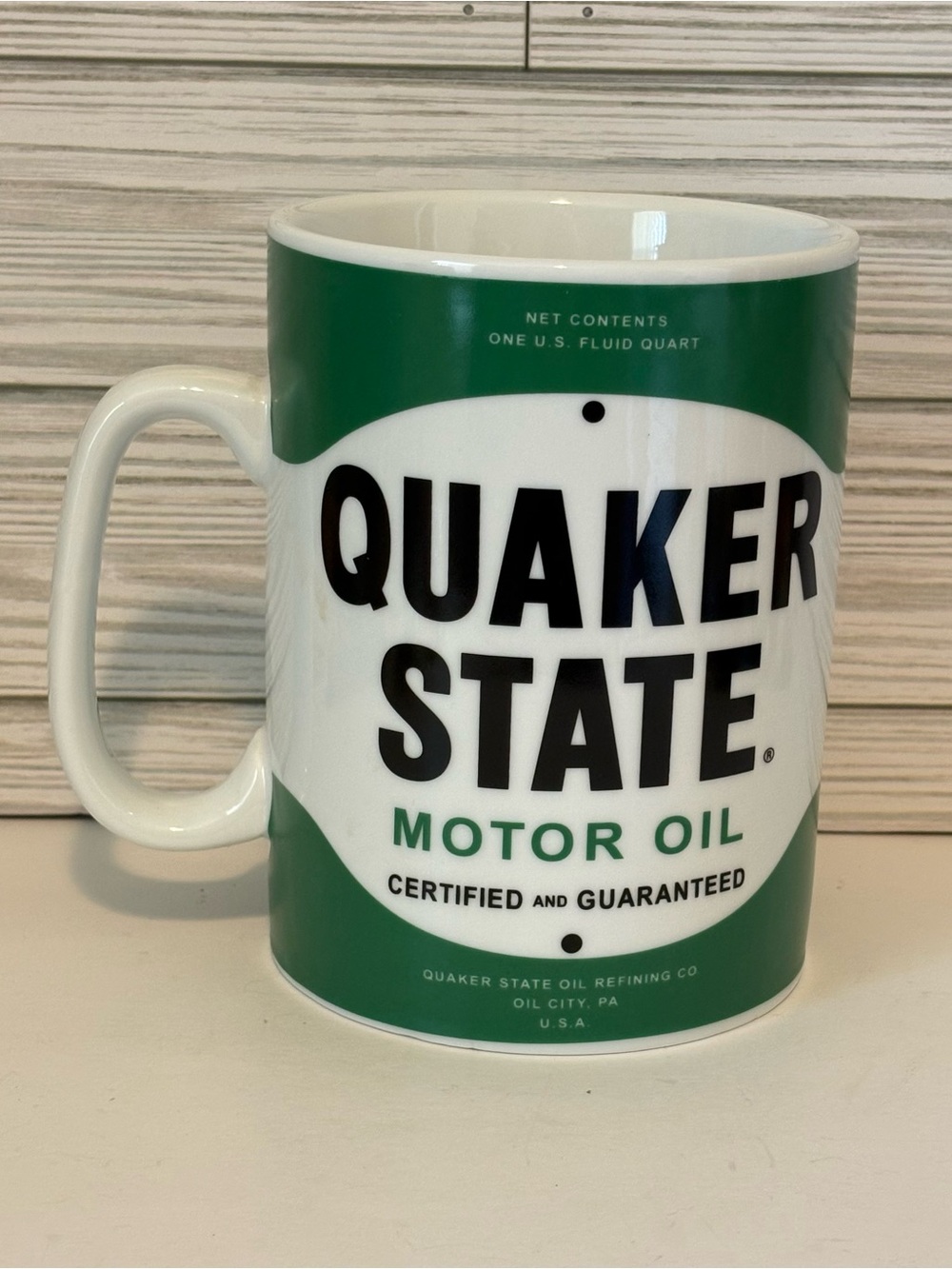 Giant Quaker State Oil Can Coffee Mug 6" Garage Decor Man Cave Mechanic Gift